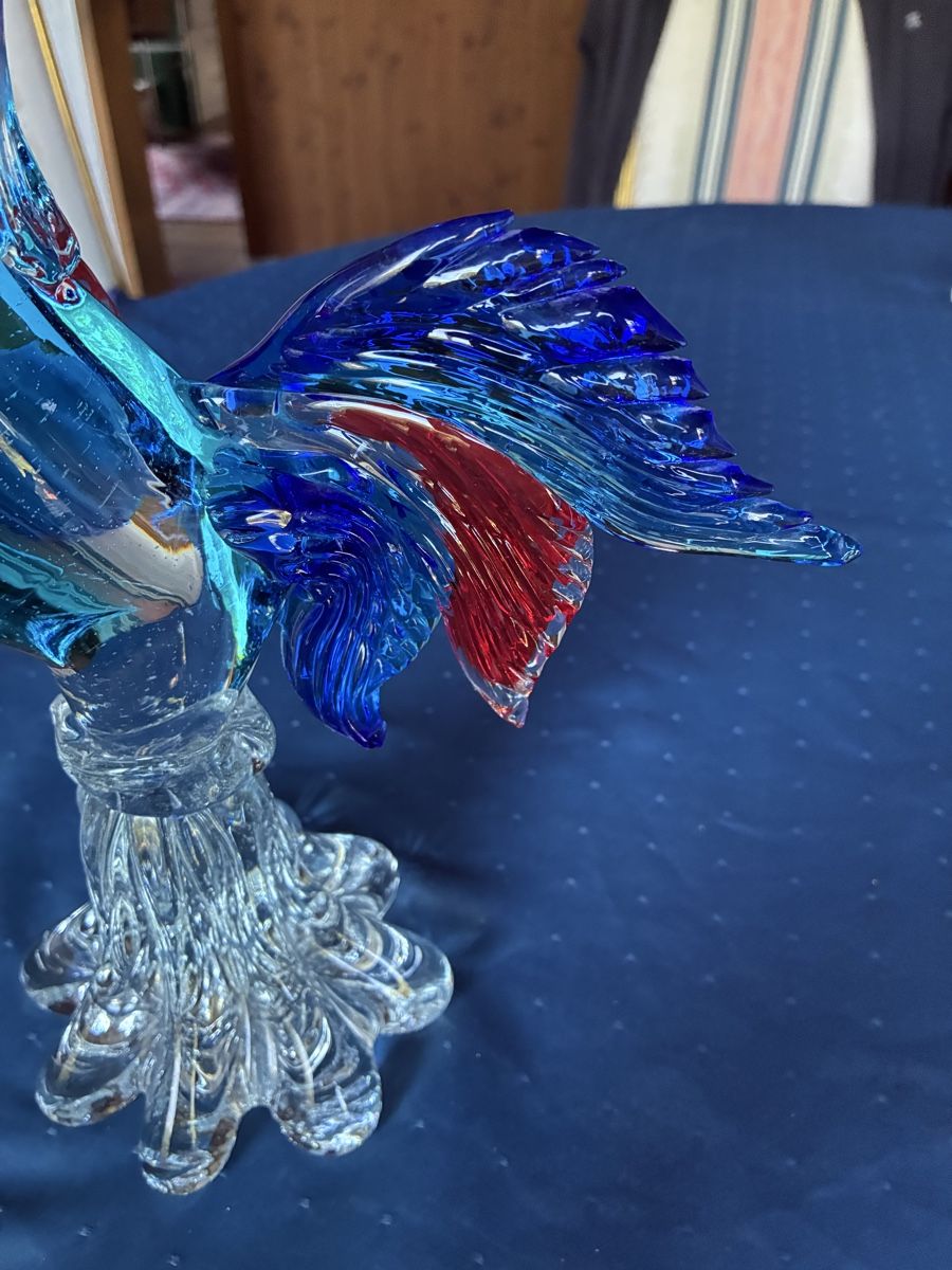 Murano Bicchieri: Murano - grosser Güggel rot/blau – Usato da Dornach venduto da Rosengarten 5
