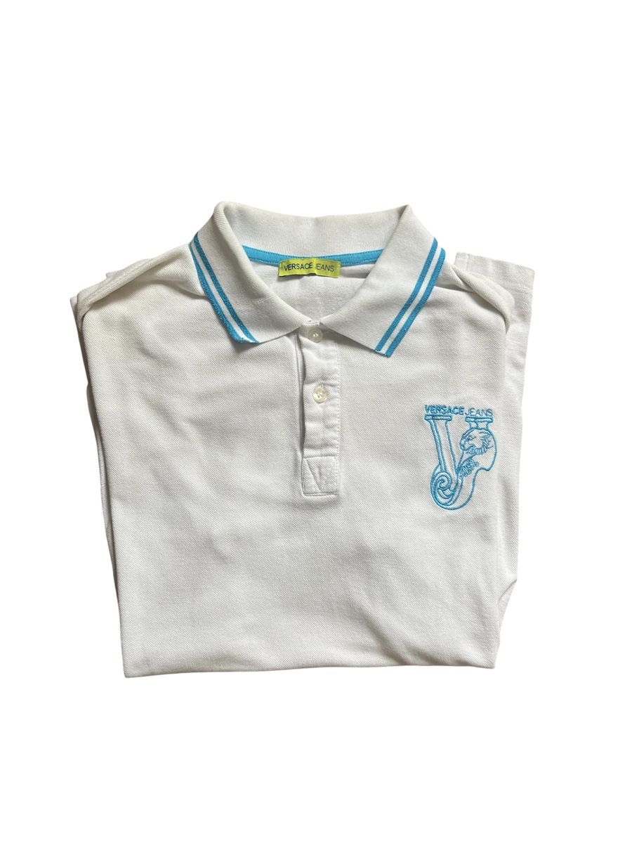 Versace Magliette Polo: Polo Versace Jeans blanc taille L état correct – Usato da Baulmes venduto da resel_.tm