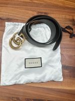 Gucci Gürtel Leder Schwarz Doppel G Schnalle, 4cm