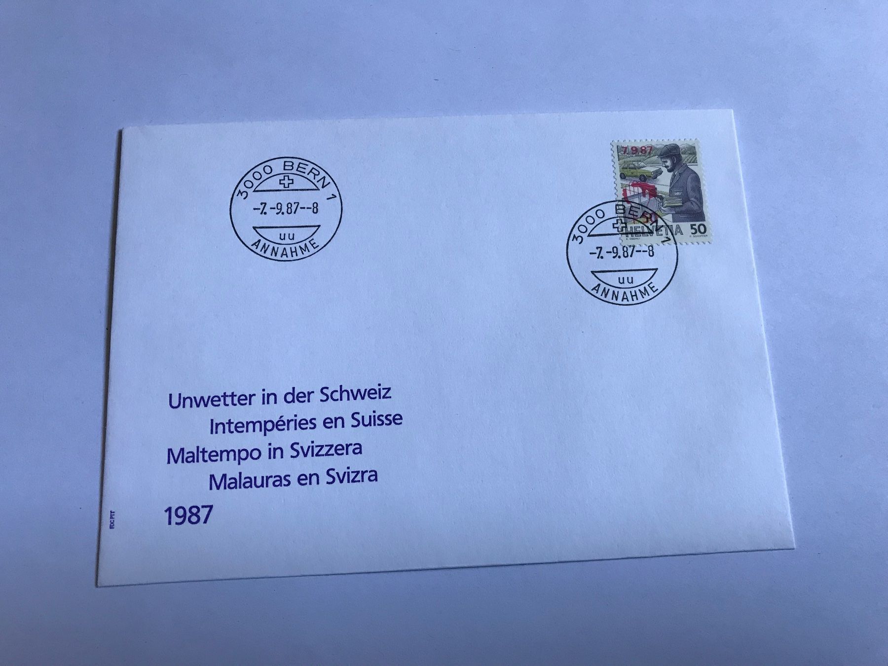 Tutti i francobolli: FDC, Unwetter in der Schweiz, 7.9.1987 – Usato da liestal venduto da makai05