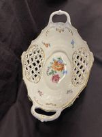 Dresden Porzellan-Schale mit Blumen & Golddekor – ca. 28 cm
