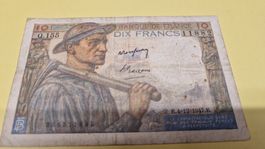 Seltene 10 France Banknote von 1947 - Historisches Sammlerst