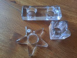 3 Kerzenhalter Glasi Hergiswil, guter Zustand