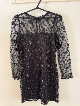 Zara Paillettenkleid schwarz Glitzerkleid Gr. L Festkleid...