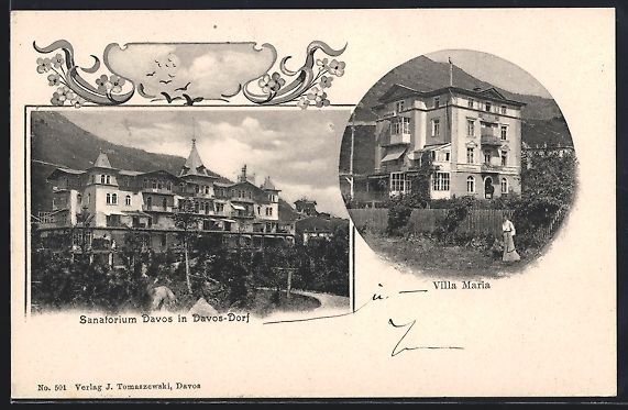 Ansichtskarten: AK Davos, Sanatorium, Villa Maria, 1906 – Gebraucht aus Berlin von bartko-reher