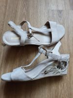 Graceland Sandalen Keilabsatz Beige Blumen Gr. 40 Sommer
