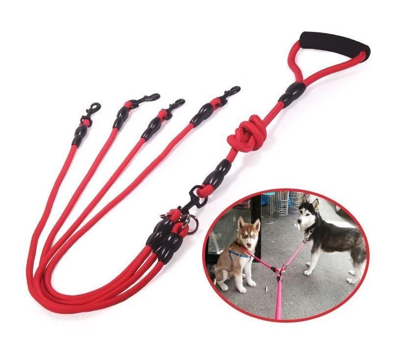 Tbest 4er Hundeleine - Mehrhunde Führung Für Bis Zu 4 Hunde, 1.5m Nylon