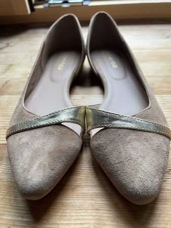 Schuh, beige und gold, Leder, Anna Field