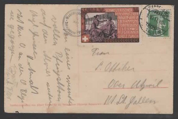 Cartoline postali: Frühlingslandschaft bei Rapperswil 1914   (K – Usato da Ruggell venduto da Masescha 1