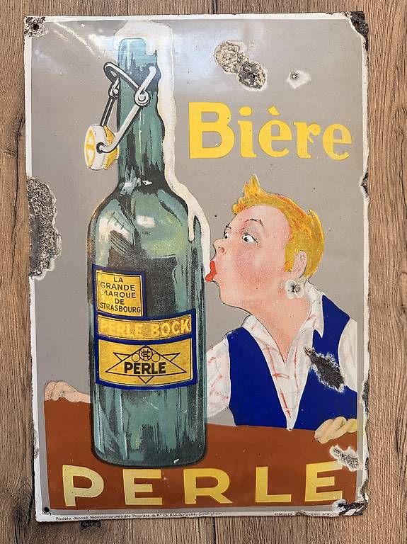 Insegne: Emailschild Bieres La Perle – Usato da Nidau venduto da Nintschgu