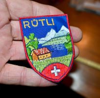 VINTAGE Badge RÜTLI nos ST. GALLER STICKEREI