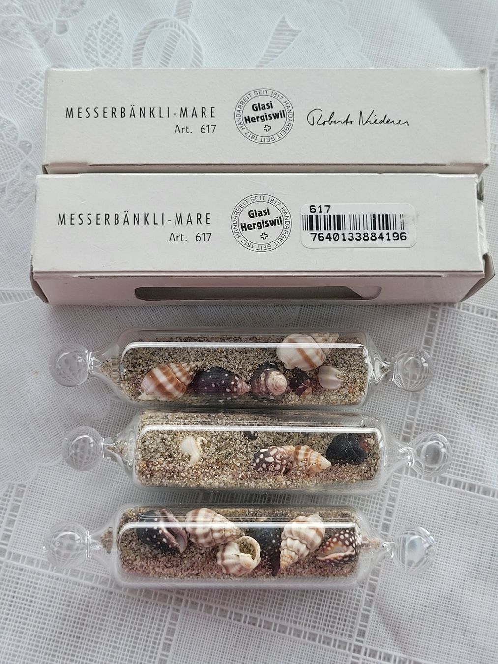 Glasi Hergiswil Toutes les décorations: 3 Schöne Messerbänke Glasi Hergiswil "Mare" – D'occasion à Buttikon SZ par Renco 1