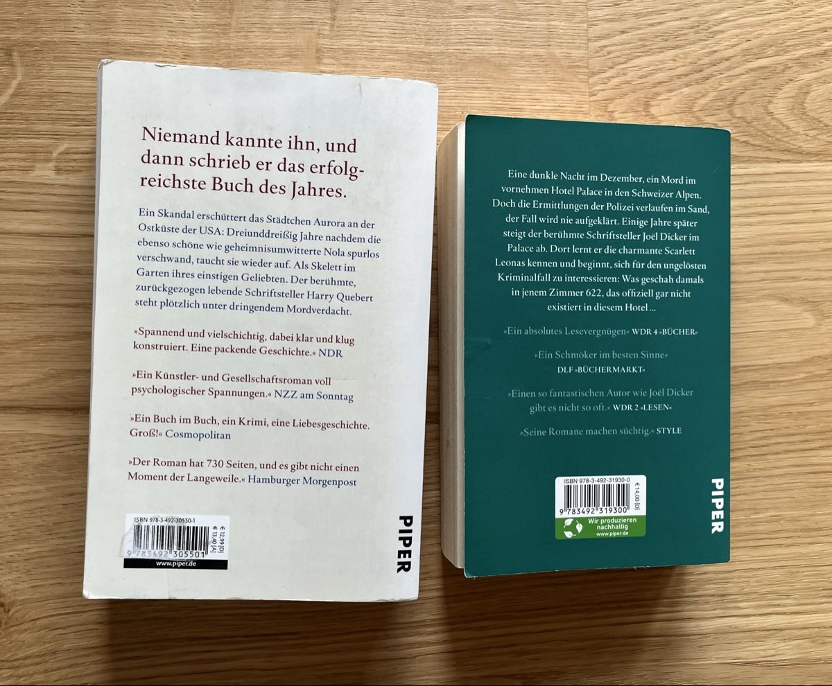 Bücher: 2 Bücher von Joël Dicker – Gebraucht aus Schüpfheim von Strummer61 3