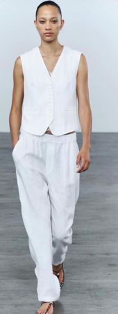 New Zara Leinhose Weiss S/M
