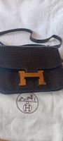 HERMES Krokotasche, schwarz