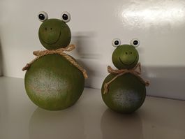 neu: 2x Frösche Deko Froschfiguren Metall Frühling Deko