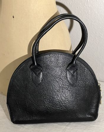 Sac à main Nathalie LAUDON Paris. Cuir noir, vintage 80s