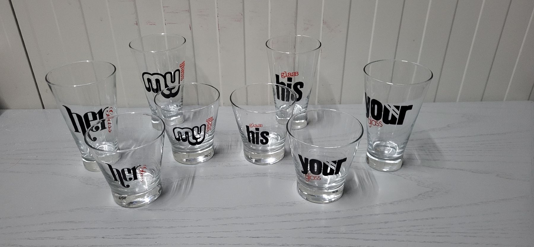 Bicchieri: 8er Set "His, Her, My, Your Glass", Gläser – Nuovo (secondo la descrizione) da Figino venduto da mayam63