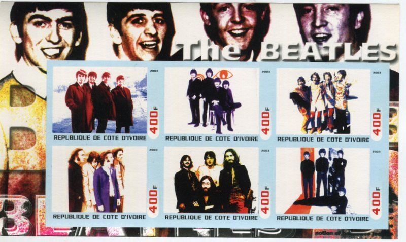 Alle Briefmarken: Block "The Beatles". Elfenbeinküste – Neu und originalverpackt aus Basel von Butsch5