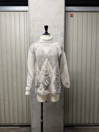 PULL COL ROULÉ EN LAINE MÉRINOS MOTIF JACQUARD