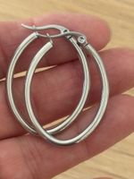 Luxus Elegante Edelsthal Ohrstecker /Creolen Farbe:Silber
