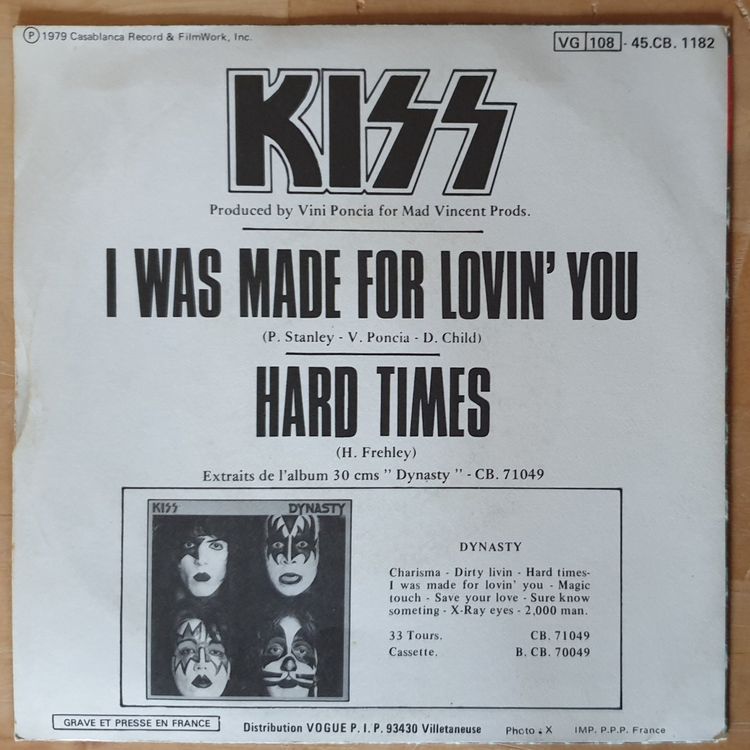 SI KISS I was made for loving you 1979 KULT ROCK rares Cover | Kaufen ...