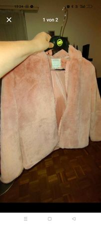 Kunstfelljacke rosa mit Kapuze guter Zustand