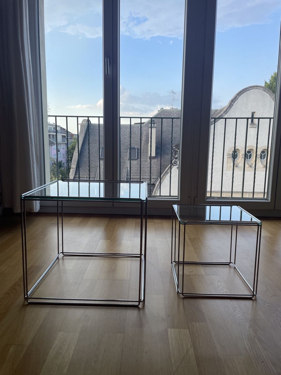 Set di tavolo e panche: Tischset Beistelltisch Glas Metall – Usato da Basel venduto da Millennski