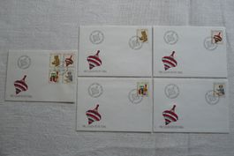 Pro Juventute 1986 5 FDC Satz & Einzelmarken SBK J298 - J301
