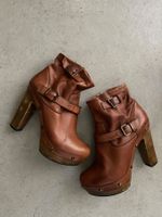 Ovye High Heels Echtleder Stiefeletten braun – Grösse 39