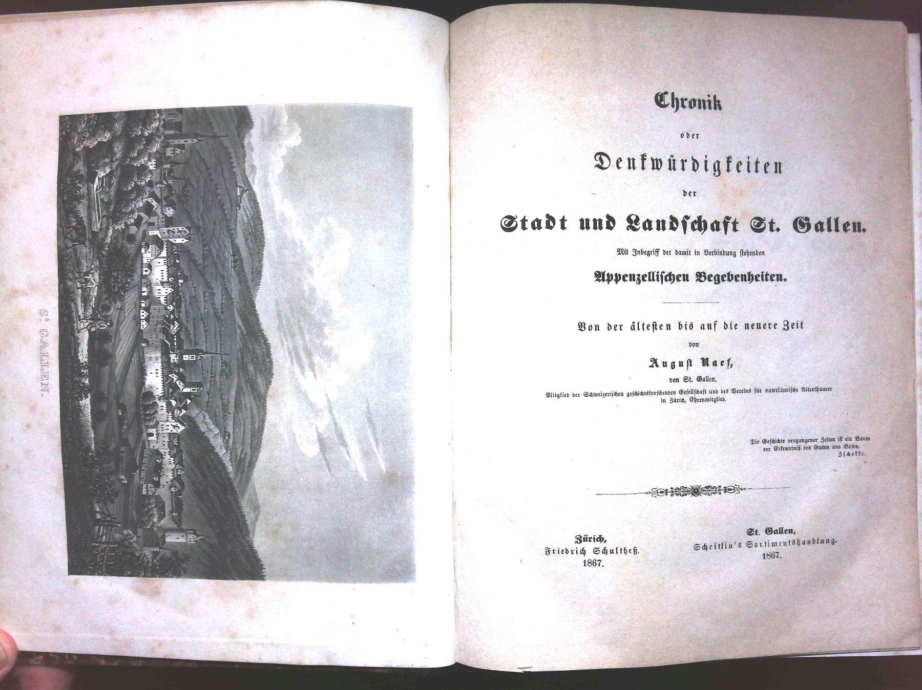 Incisioni: St. Gallen Chronik von August Naef 1867 – Usato da Rafz venduto da booksell 1