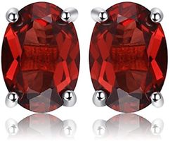 Silber 925 und Roter Granat Ohrringe | Argent et Grenat‪