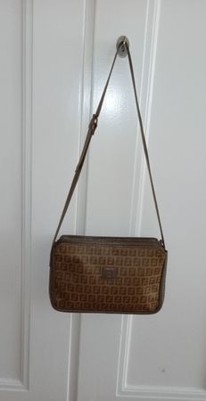Sac Fendi vintage en toile zucca et cuir couleur beige