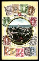 Passepartout-AK Heiden, Ortspanorama, verschiedene Briefmark