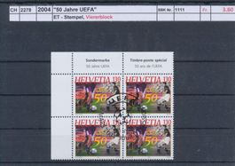 2004 "50 Jahre UEFA" - Viererblock, ET - Stempel