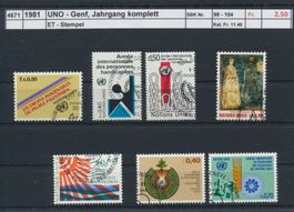 1981 UNO - Genf, Jahrgang komplett, ET - Stempel