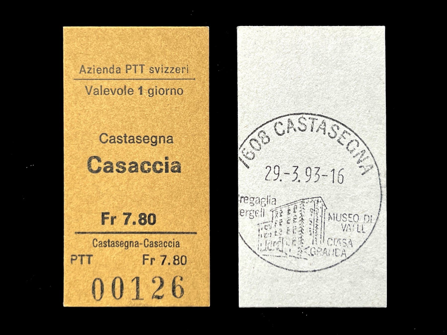 Biglietti: Castasegna Casaccia Postauto Edmondsonsches Billett Karton – Nuovo (secondo la descrizione) da Bern venduto da AWiBe