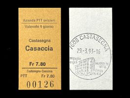 Castasegna Casaccia Postauto Edmondsonsches Billett Karton