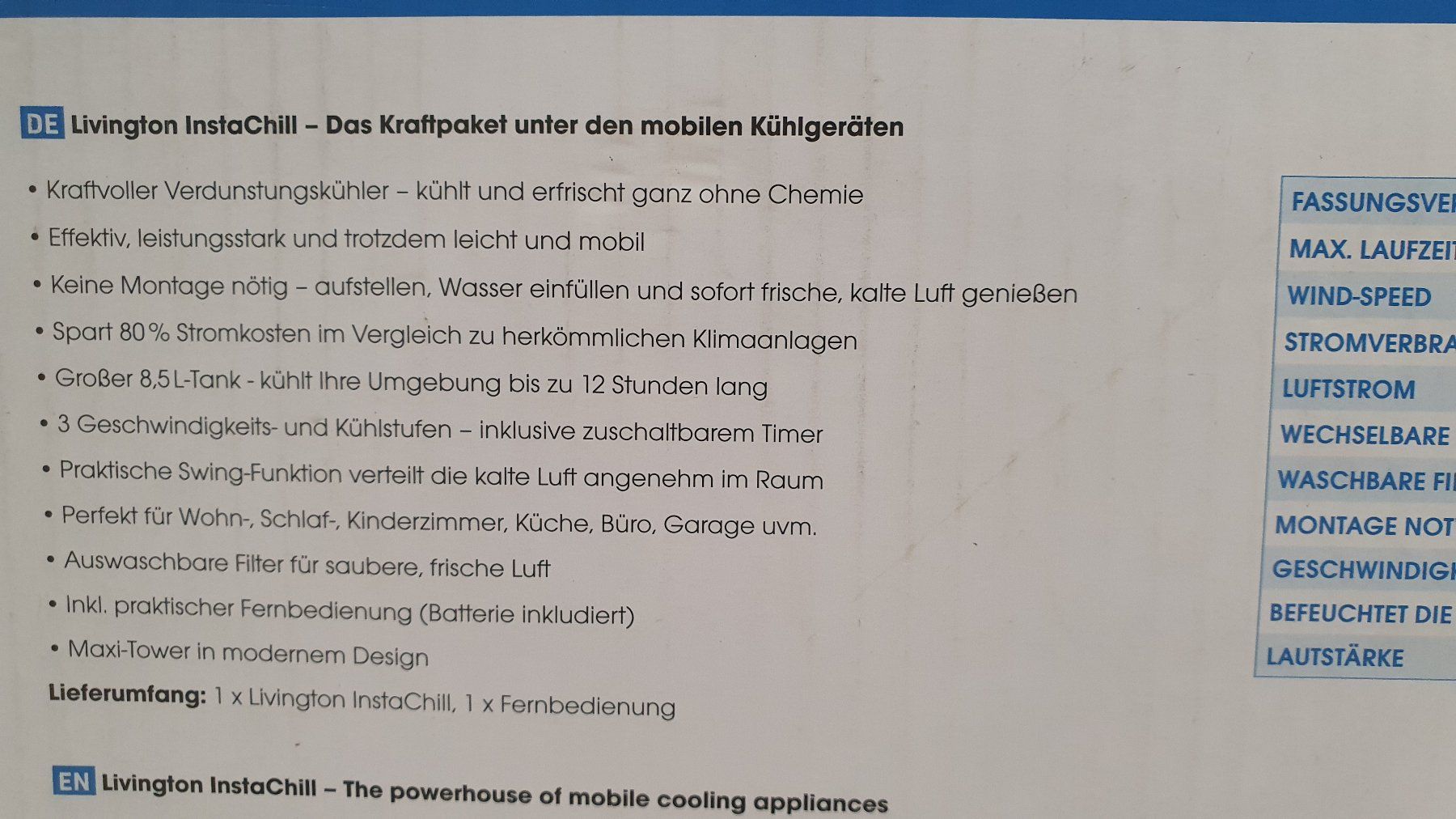 Livington Climatiseurs: Kühlgerät LIVINGTON  INSTA CHILL – D'occasion à Basel par Trixie64 3