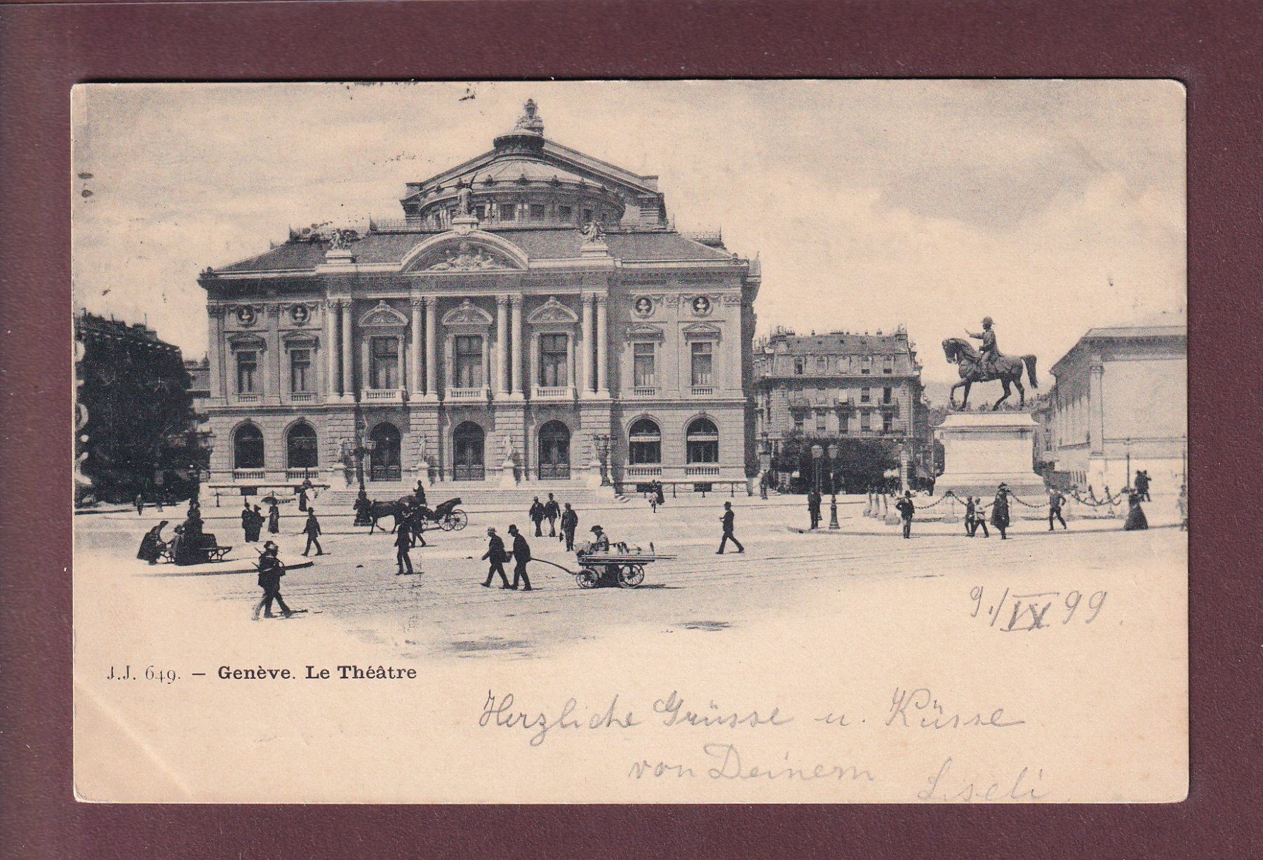 Cartoline postali: GENEVE - Le Théâtre - 1899 – Usato da Pully venduto da nicecards