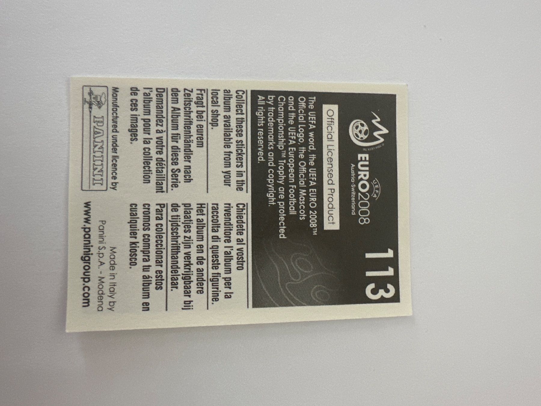 Panini Cartes à collectionner: Panini UEFA EM 2008 Sticker - Nr. 113 – D'occasion à Sulz AG par DealWerk 1