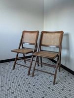 2er Set Klappstuhl aus Holz mit Wiener Geflecht