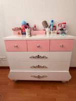 Kommode Rosa/Weiss 3 Schübe mit Griffen Dekor