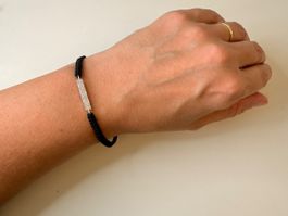 Cordel-Armband schwarz Silber 925 Zirkonia