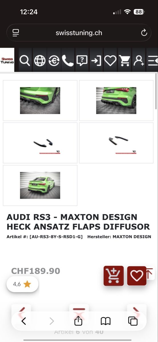 Audi Accessori per altri veicoli: Audi RS3 8Y Diffusor inkl. Flaps Heckansatz – Usato da Niederlenz venduto da fis_hfy5 4