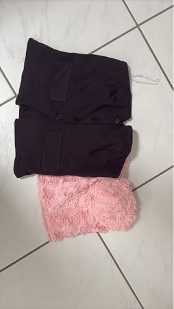 Elegantes Set: Schwarze Weste & Rosa Corsage, Gr. S