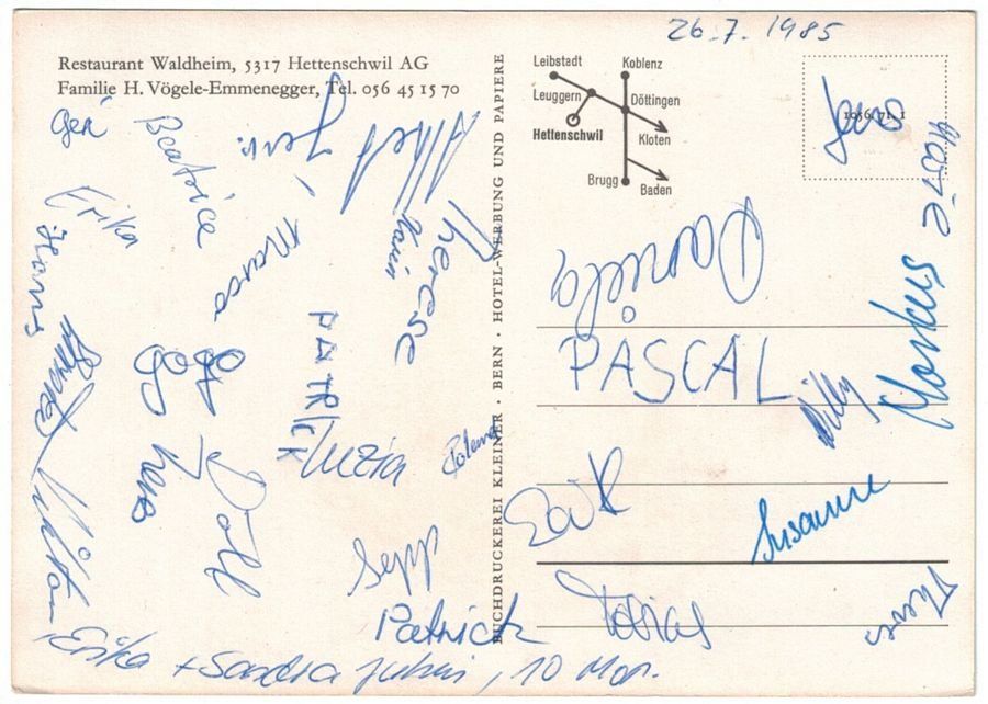 Cartoline postali: Hettenschwil, Restaurant Waldheim, datiert 1985, Oldtimer – Usato da Frauenfeld venduto da POML 1
