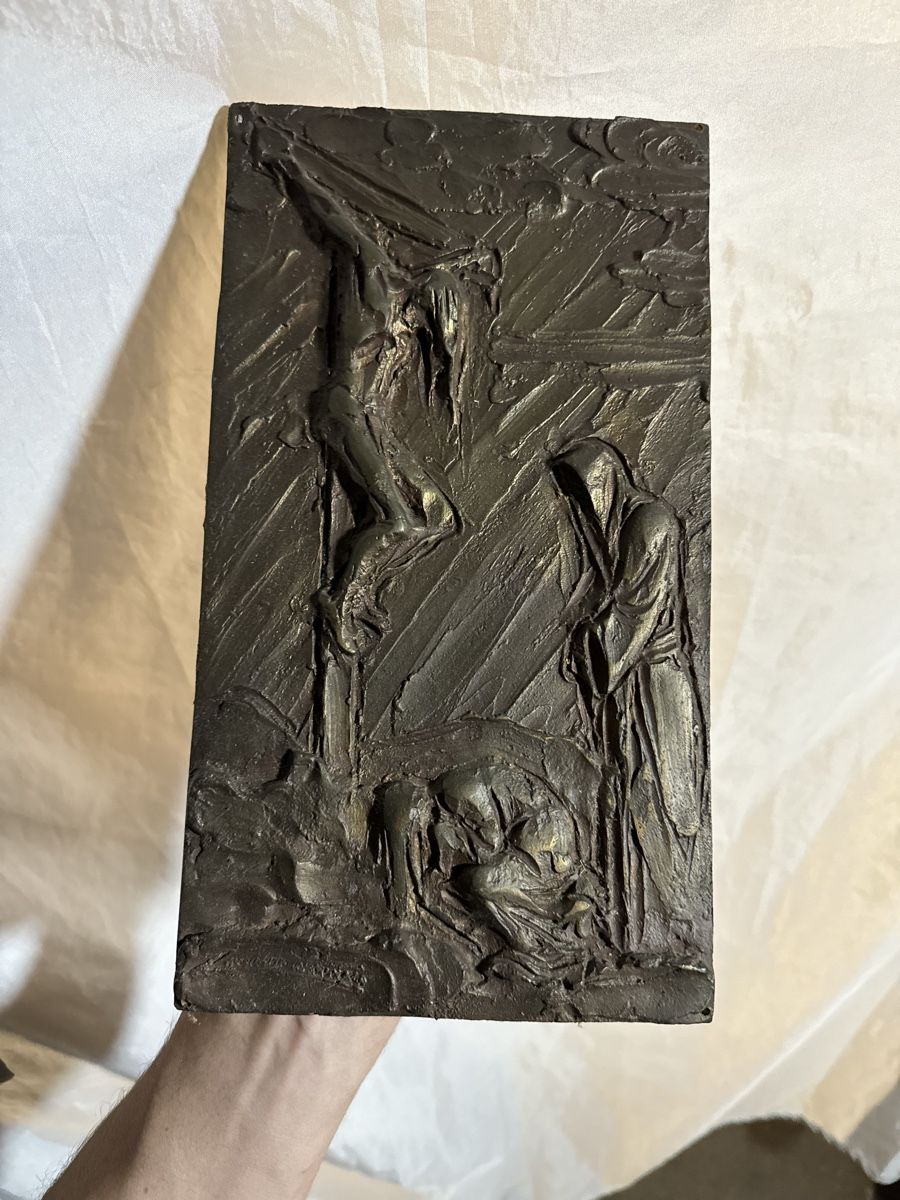 Sculture & Statue: Bas relief bronze, crucifixion passion – Usato da Genève venduto da GenevasWunderkammer 1