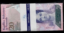 Venezuela 20 Bolivares P 91 2013 x 100 UNC