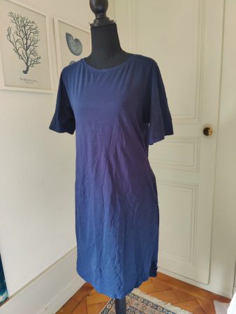 Soeder navy blue organic cotton tshirt dress pockets M